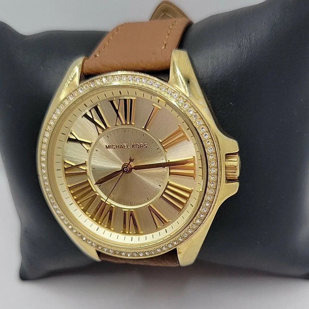 MICHAEL KORS MK2394 Women's Brown Leather Analog Dial Quartz Wrist Watch AM519